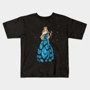 Blue Butterfly Princess Kids T-Shirt